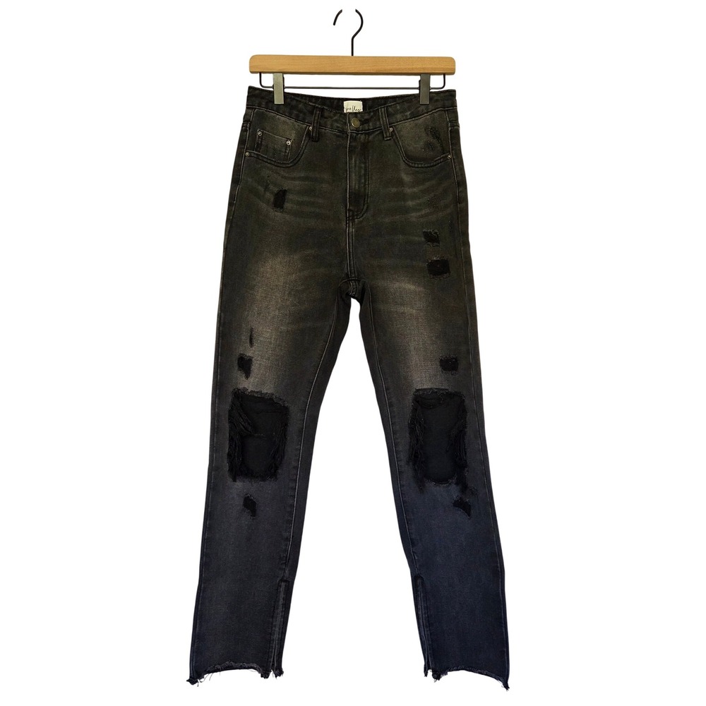 Princess Polly Jeans‎ Size 8 Black Erissa Rip Knee High Waist Distressed Grunge